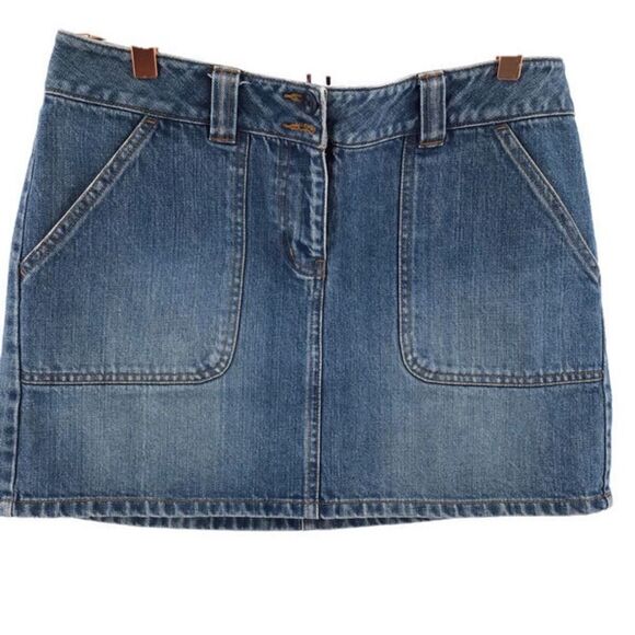 The Limited Women's Mini Denim Skirt Blue Front Zipper and 2 Buttons Size 8 - Picture 1 of 5
